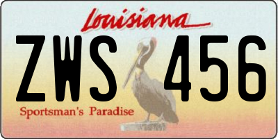 LA license plate ZWS456