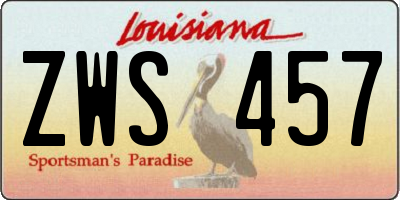 LA license plate ZWS457