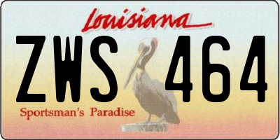 LA license plate ZWS464