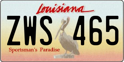 LA license plate ZWS465