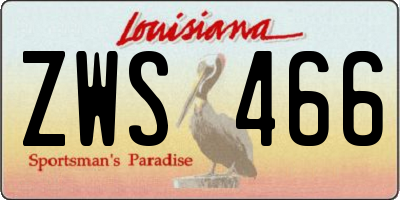 LA license plate ZWS466