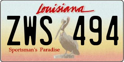 LA license plate ZWS494