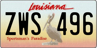 LA license plate ZWS496