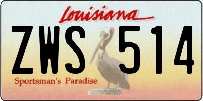 LA license plate ZWS514