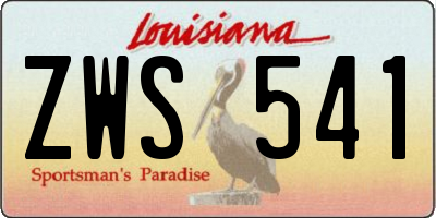 LA license plate ZWS541