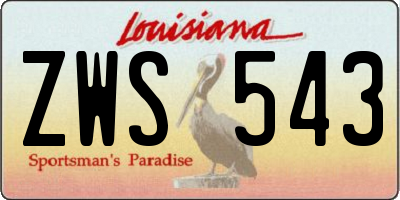 LA license plate ZWS543