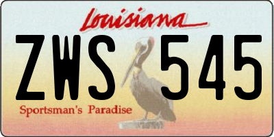 LA license plate ZWS545