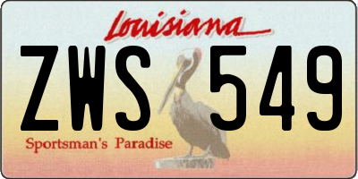 LA license plate ZWS549