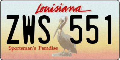 LA license plate ZWS551