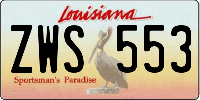 LA license plate ZWS553