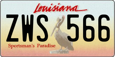 LA license plate ZWS566