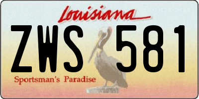 LA license plate ZWS581