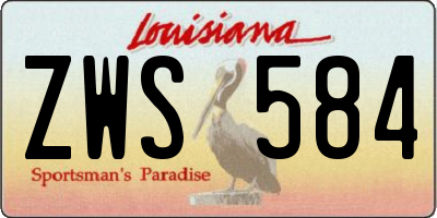 LA license plate ZWS584