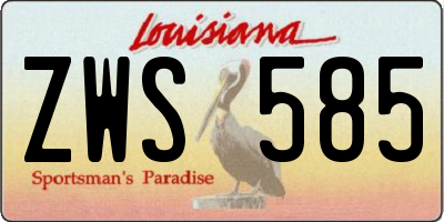 LA license plate ZWS585