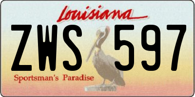 LA license plate ZWS597