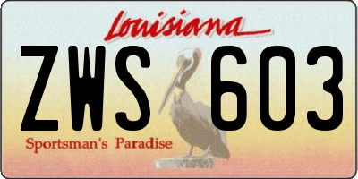 LA license plate ZWS603