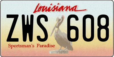 LA license plate ZWS608