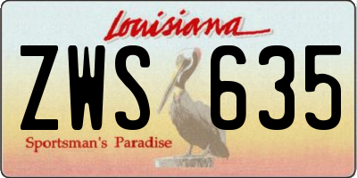 LA license plate ZWS635