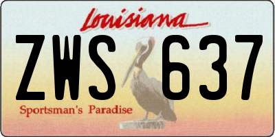 LA license plate ZWS637