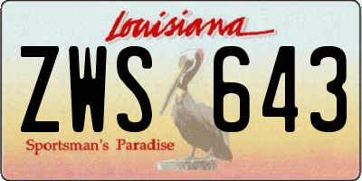 LA license plate ZWS643