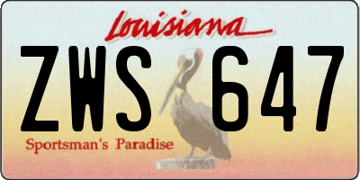 LA license plate ZWS647