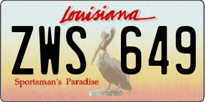 LA license plate ZWS649