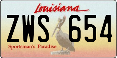 LA license plate ZWS654