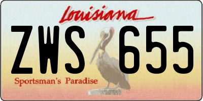 LA license plate ZWS655