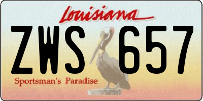 LA license plate ZWS657