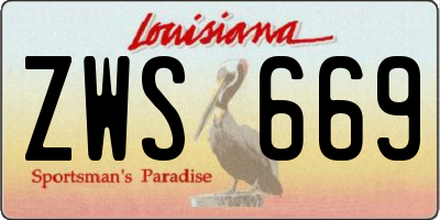 LA license plate ZWS669