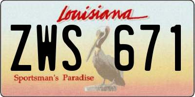 LA license plate ZWS671