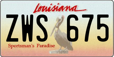 LA license plate ZWS675