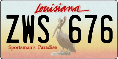 LA license plate ZWS676