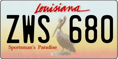 LA license plate ZWS680