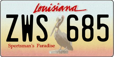 LA license plate ZWS685