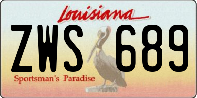 LA license plate ZWS689