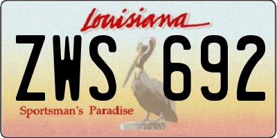 LA license plate ZWS692