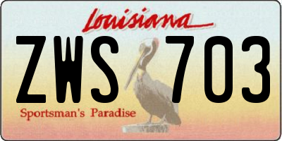 LA license plate ZWS703