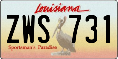 LA license plate ZWS731