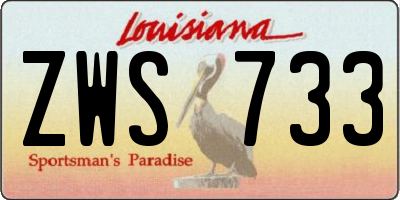 LA license plate ZWS733