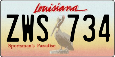 LA license plate ZWS734