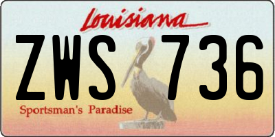 LA license plate ZWS736