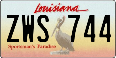LA license plate ZWS744