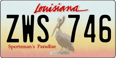 LA license plate ZWS746