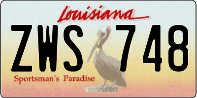 LA license plate ZWS748