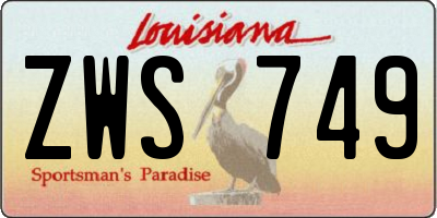 LA license plate ZWS749