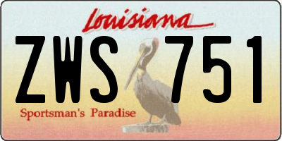 LA license plate ZWS751