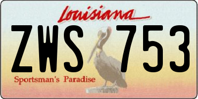 LA license plate ZWS753