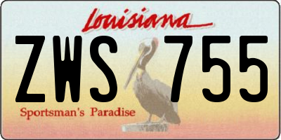 LA license plate ZWS755
