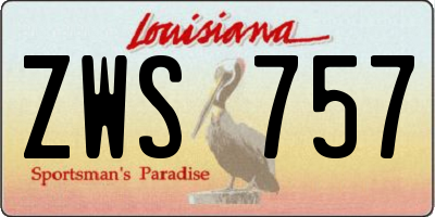 LA license plate ZWS757